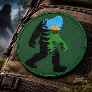 Bigfoot in the Forest Patch/Iron-on Patch/Paranormal Badge/Sasquatch Cryptid/Embroidered Sew-On Applique for Clothing Jacket Hats Backpack