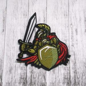 Spartan Warrior Patch Embroidered Iron-on Applique for Jacket, Clothes, Tactical Gear, Leonidas 300 Movie, Greek Hoplite Patch, Military War