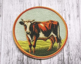 Kuh Aufnäher zum Aufbügeln für Jacke, Kleidung, Rucksack, Tragetasche, Weste, Bauernhoftier, Barnyard Abzeichen, Landcharme, Bauernhaus, Viehzüchter