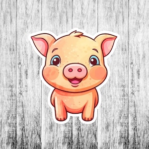 Naklejka Śliczna Świnka, Naklejka Kawaii Świnka, Naklejki Winylowe Zwierzęce, Naklejka Dzikie Zwierzę na Samochód Ciężarówka Okno Zderzak Grafika Farma Aminal