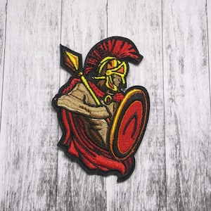 Spartan Warrior Patch Embroidered Iron-on Applique for Jacket, Clothes, Tactical Gear, Leonidas 300 Movie, Greek Hoplite Patch, Military War