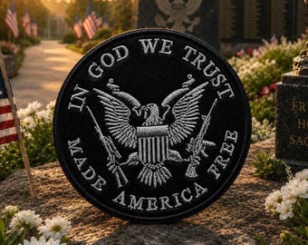 In God We Trust Made America Free Patch 2A Embroidered Iron-on Applique For Vest Jacket Clothes Backpack, Tactical Military Badge, Patriotic