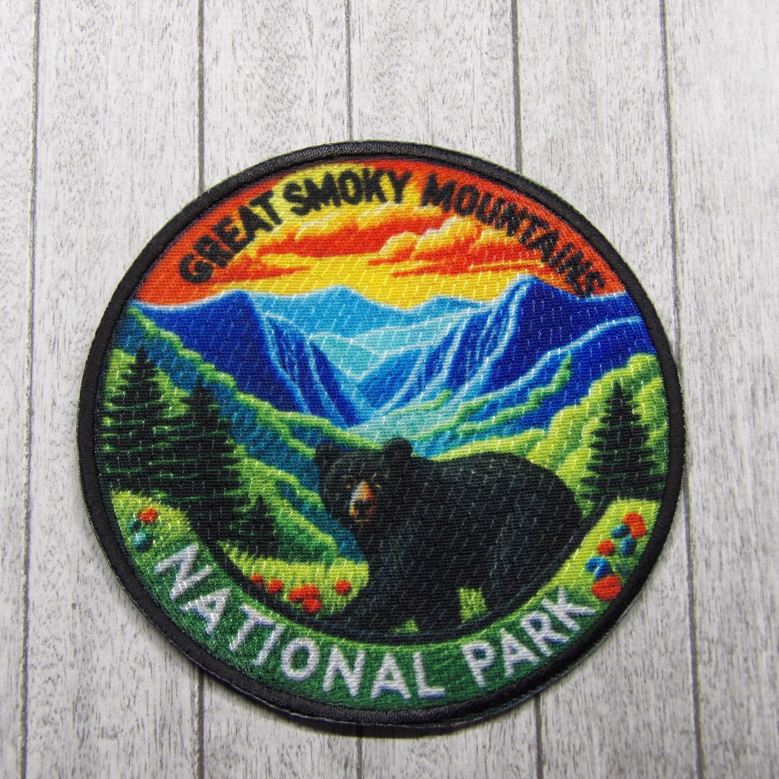 Great Smoky Mountains Park Patch/Iron-On Applique for Backpack & Clothing/Nature Badge/Travel Souvenir/Hiking/Nature Lover/Wildlife Patch
