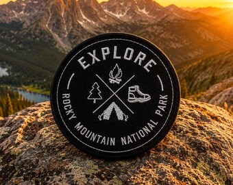 Rocky Mountain Park Patch/3.5" Iron-On Embroidered Applique for Jacket & Clothing/Backpack/Nature Badge/Hiking Patch/Mountain Patch/Souvenir