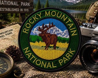 Rocky Mountain National Park Patch/Iron-On Patch/Nature Badge/Hiking & Camping/Sew-On Applique for Clothing Vest/Jacket Hat Backpack
