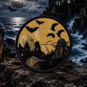 Bats Moon Patch/Iron-on Patch/Halloween Costume Decor/Kids Patches/Spooky & Scary/Sew-On Applique for Clothing Vest/Jacket Hats Backpack