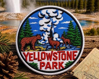 Yellowstone Park Patch/Iron-On Embroidered Applique for Jacket & Clothing/Backpacks/Nature Badge/Hiking Patch/Mountain Patch/Souvenir