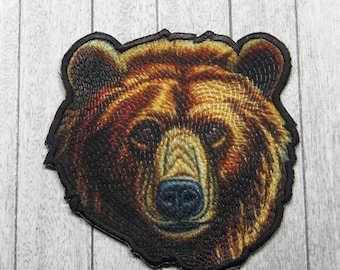 Naszywka z niedźwiedziem grizzly/Naszywka do prasowania/Odznaka z dzikim zwierzęciem/Wędrówki i kemping w naturze/Niedźwiedź brunatny/Aplikacja do naszycia na odzież, kamizelkę, kurtkę, czapkę, plecak