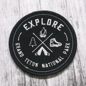 Iron-On Grand Teton Patch/3.5" Sew-On Applique for Backpack & Clothing/Hat/Nature Badge/Travel Souvenir/Hiking/Nature Lover/Wildlife Patch