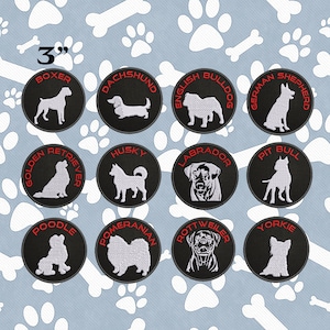 Dog Breed Silhouette Patch Embroidered Iron-on/Sew-on DIY Applique Vest Jacket Clothing Backpack Furry Friend Canine Emotional Support Paw