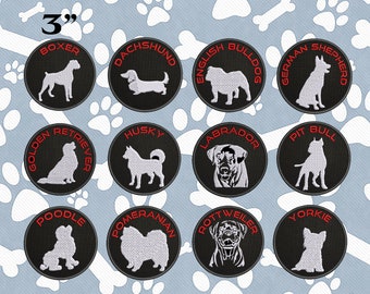 Dog Breed Silhouette Patch Embroidered Iron-on/Sew-on DIY Applique Vest Jacket Clothing Backpack Furry Friend Canine Emotional Support Paw