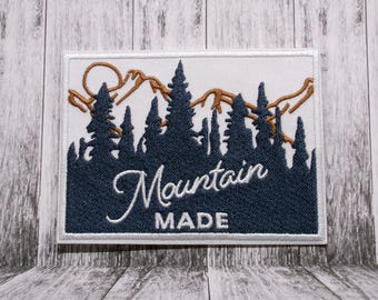 Mountain Made Patch/Iron-On Patch/Nature Badge/Hiking & Camping in Forest/Embroidered Sew-on Applique for Clothing Vest/Jacket Hats Backpack