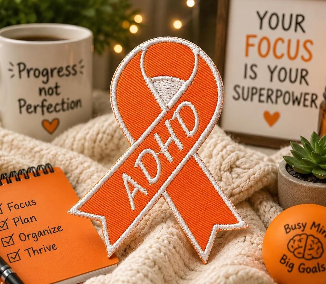 ADHD Awareness Support Orange Ribbon Patch/iron-on Patch/fundraiser ...