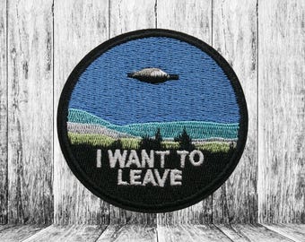 Aplique termocolante bordado com o desenho de um OVNI para jaqueta, roupa, mochila, sacola, colete, disco voador, Área 51, emblema alienígena, fã de Arquivo X