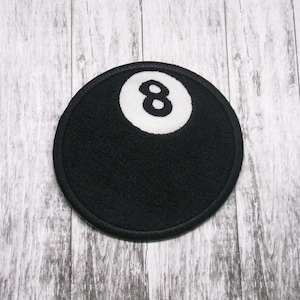 Iron-On 8-Ball Patch/Billiard&#39;s Patch/Embroidered Sew-on Applique for Jackets & Clothing/Backpack/ Pool Table Patch/Cue, Stick, Shaft, Chalk