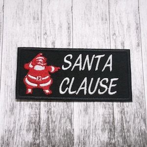Custom Christmas Name Patch – Embroidered Holiday Stocking Tag with Santa Claus Design for Gifts, Holiday Decor, Santa Sacks, Tree Skirts