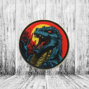 Iron-On Kaiju Patch/Sew-on Applique for Jackets & Clothing/Backpacks/Japanese Creature Patch/Monsterverse Patch/Retro Sci-fi Patch/Monarch