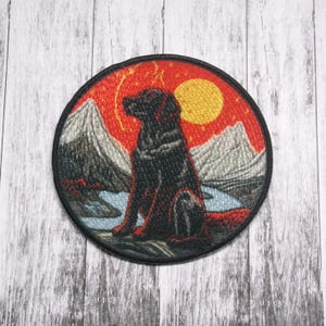 Black Labrador Patch Iron-on Applique for Jacket, Clothing, Backpack, Pet Badge, mountain patch, outdoor explorer, nature gear, dog lover
