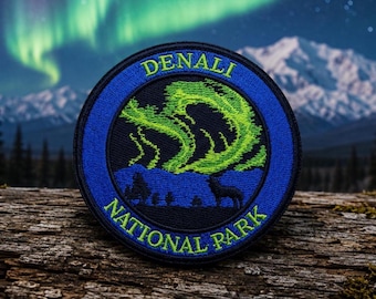 Denali Patch/Park Patch/Iron-On Patch/Sew-On Applique for Backpack, Clothing/Hat/Nature Badge/Travel Souvenir/Nature Lover/Wildlife Gift