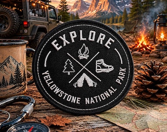 Yellowstone Park Patch/3.5" Iron-On Embroidered Applique for Jacket & Clothing/Backpacks/Nature Badge/Hiking Patch/Mountain Patch/Souvenir
