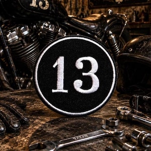 Lucky Number 13 Patch/Iron-on Patch/Biker Vest/outlaw symbol/Motorcycle Jacket/Embroidered Sew-On Applique for Clothing Backpack Hats Gear