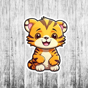 Naklejka Śliczny Tygrys, Naklejka Kawaii, Naklejki Winylowe Zwierzęce, Naklejka Dzikie Zwierzę na Samochód Ciężarówka Okno Zderzak Grafika Safari Zwierzę