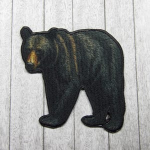 Black Bear Patch Iron-On Applique for Jacket, Backpack, Clothing, Tote Bag, Vest, Wilderness Badge, Forest Animal, Outdoor Adventure, Nature