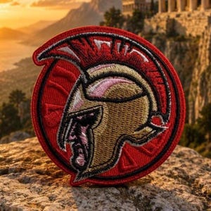 Spartan Warrior Patch Embroidered Iron-on Applique for Jacket, Clothes, Tactical Gear, Leonidas 300 Movie, Greek Hoplite Patch, Military War