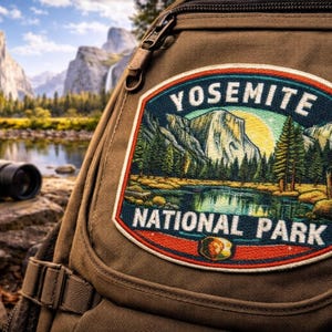 Yosemite National Park Patch/Iron-On Patch/Nature Badge/Travel Souvenir/Camping Hiking/Sew-On Applique for Clothing Hat Vest/Jacket Backpack