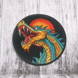 Iron-On Dragon Patch/Sew-on Applique for Jackets & Clothing/Backpack/Legendary Creature Badge/Mythical Beast Patch/Firebreather Patch/Retro