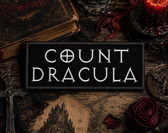 Count Dracula Patch/Iron-On Patch/Halloween Costume Decor/Vampire Gothic Horror Movie/Embroidered Sew-on Applique for Clothing Jacket Hat