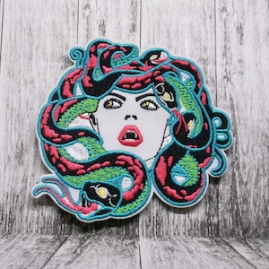 Iron-On Medusa Patch w/Snakes in Hair/Snake Patch/Applique for Clothing/Backpack/Argonaut/Greek Patch/Myth of Olympus/Horror Gift/Legends