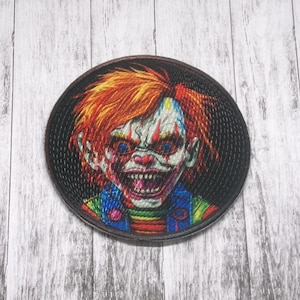 Killer Clown Patch Iron-on Applique for Jacket, Clothing, Backpack, Tote Bag, Vest, creepy smile, horror toy, slasher badge, scary face