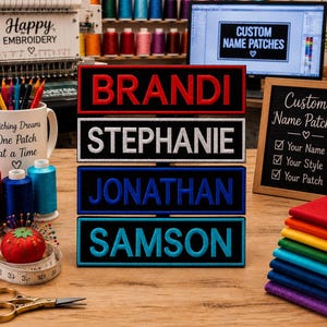 Your Name Tag Patch/Sew-On Applique for Backpack & Clothing/Hat/Custom ID Label/Work Badge/Embroidered Uniform Name Patch