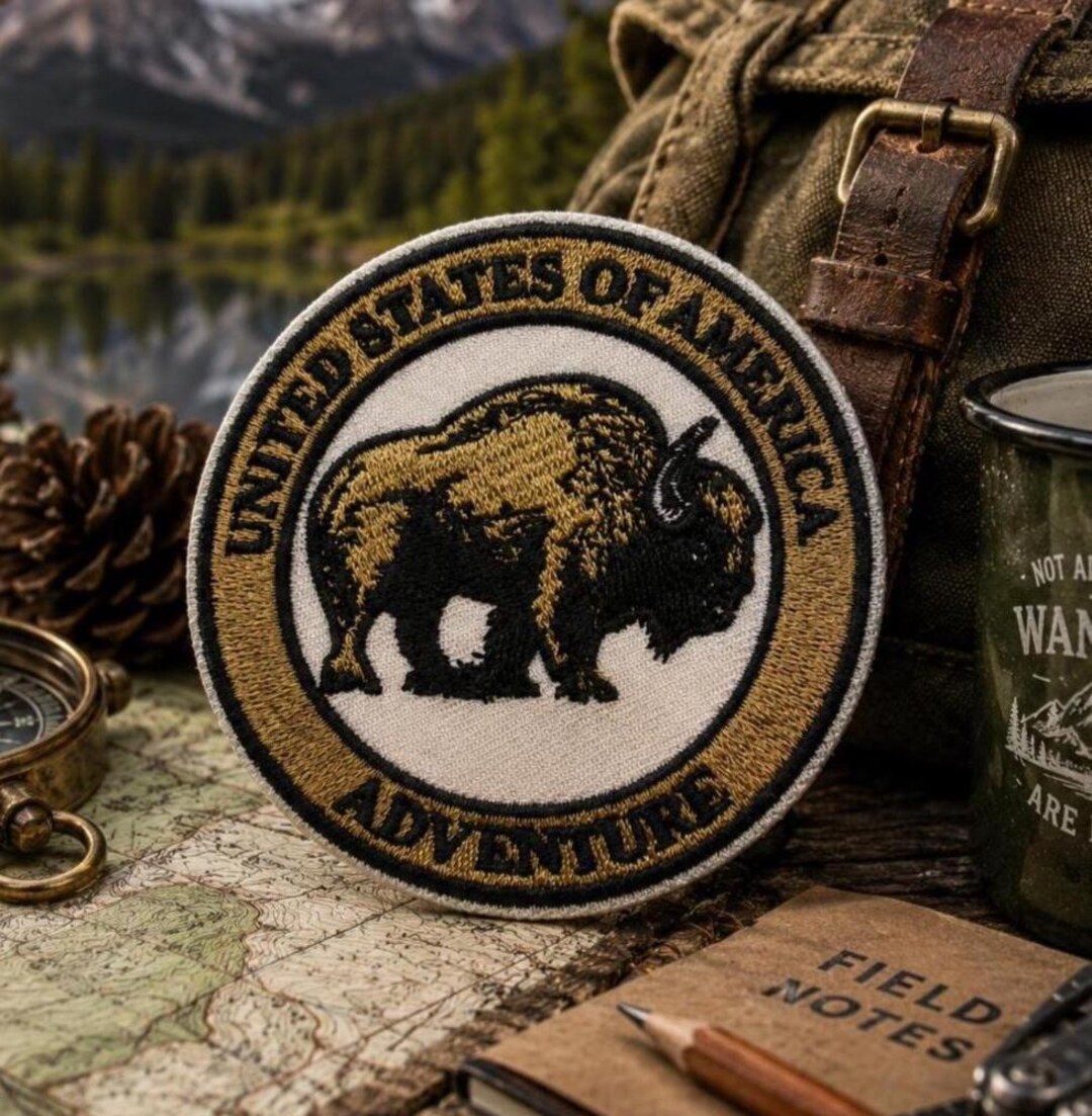 American Bison Patch Embroidered Iron-on Applique for Jacket, Clothing ...