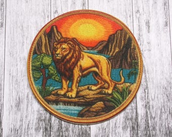 Lion Patch Iron-on/Sew-on Applique for Vest Jacket Bag Clothing Backpack, Animal Badge, Africa, African Wildlife, Zoo, Wild Animals, Big Cat