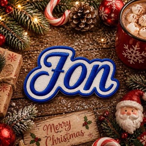 Custom Embroidered Christmas Name Patch – Personalized Patches | Team Patches Iron-On, Sew-On, Hook | For Stockings, Jackets, & Gift Bags
