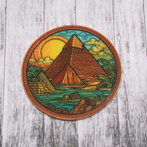 Ancient Pyramids Patch Iron-on/Sew-on Applique for Vest Jacket Bag Clothing Backpack, Decorative Badge, Eygypt Civilization, Pharaoh, Giza