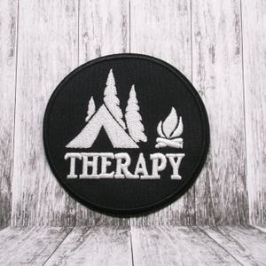 Therapy Patch Embroidered Iron-on/Sew-on DIY Applique for Vest Jacket Clothing Backpack, Mountain, Hiking Badge, National Park Nature Emblem
