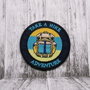 Take A Hike Patch Embroidered Iron-on Applique for Jacket, Backpack, Clothing, Tote Bag, Hiking Adventure Badge, Trail Gear, Nature Explorer