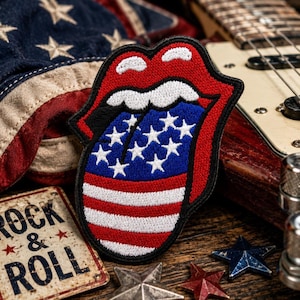 America Tongue Embroidered Patch/Iron-On Applique for Clothing/Backpacks/Jeans/Denim/Tote Bags/Sew-on Decorative Patch/DIY Embroidery