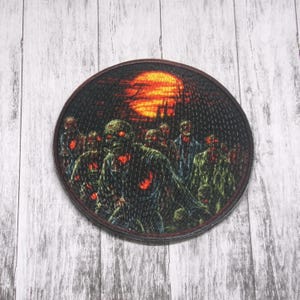 Zombie Apocalypse Patch Iron-on Applique for Jacket, Clothing, Backpack, Tote Bag, Vest, undead horde badge, horror survival fan gear
