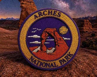 Arches National Park Patch/3" Iron-On Patch/Hiking & Camping/Nature Badge/Embroidered Sew-On Applique for Clothing Jacket Hat Backpack Gear