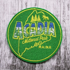 Acadia Park Patch/Iron-On Embroidered Applique for Jacket & Clothing/Backpacks/Nature Badge/Hiking Patch/Mountain Patch/Souvenir