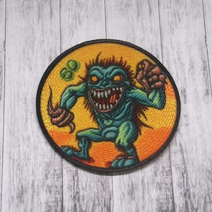 Demon Monster Patch Iron-on Applique for Jacket, Clothing, Backpack, Tote Bag, Vest, horned devil, evil creature, 70s horror, hell beast