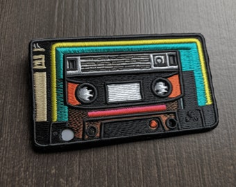 Cassette Tape Patch Iron-on/Sew-on Applique for Vest Jacket Bag Clothing Backpack, Retro, 90's, Colorful, Boom Box, Music, Decorative patch