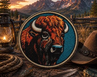 Amerikaanse bizon patch/strijklap/buffel/badge wilde dieren/natuur wandelen en kamperen/appliqué voor kleding vest/jas hoeden rugzak