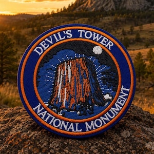 Devil's Tower National Monument Park Patch/Iron-On Patch/Travel & Places/3" Embroidered Sew-On Applique for Clothing Jacket Hat Backpack