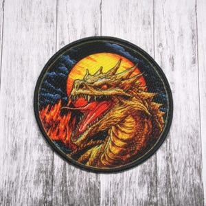 Mythical Dragon Patch Iron-on/Sew-on DIY Applique for Vest Jacket Bag Clothing Backpack, Decorative Badge, Medieval Creature, Firebreather