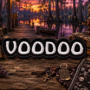 Voodoo Patch/Iron-on Patch/Witchy badge/Biker Vest/Gothic Mystical Energy/Embroidered Sew-On Applique for Clothing Jacket Hats Backpack Gear